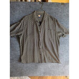 Paul Fredrick Mens DXL Short Sleeve 100% Silk Geometric Print Button-Up Shirt XL